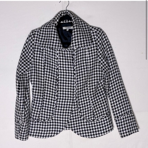 Vitrin Design Black & White Houndstooth Blazer Jacket M - Picture 2 of 15